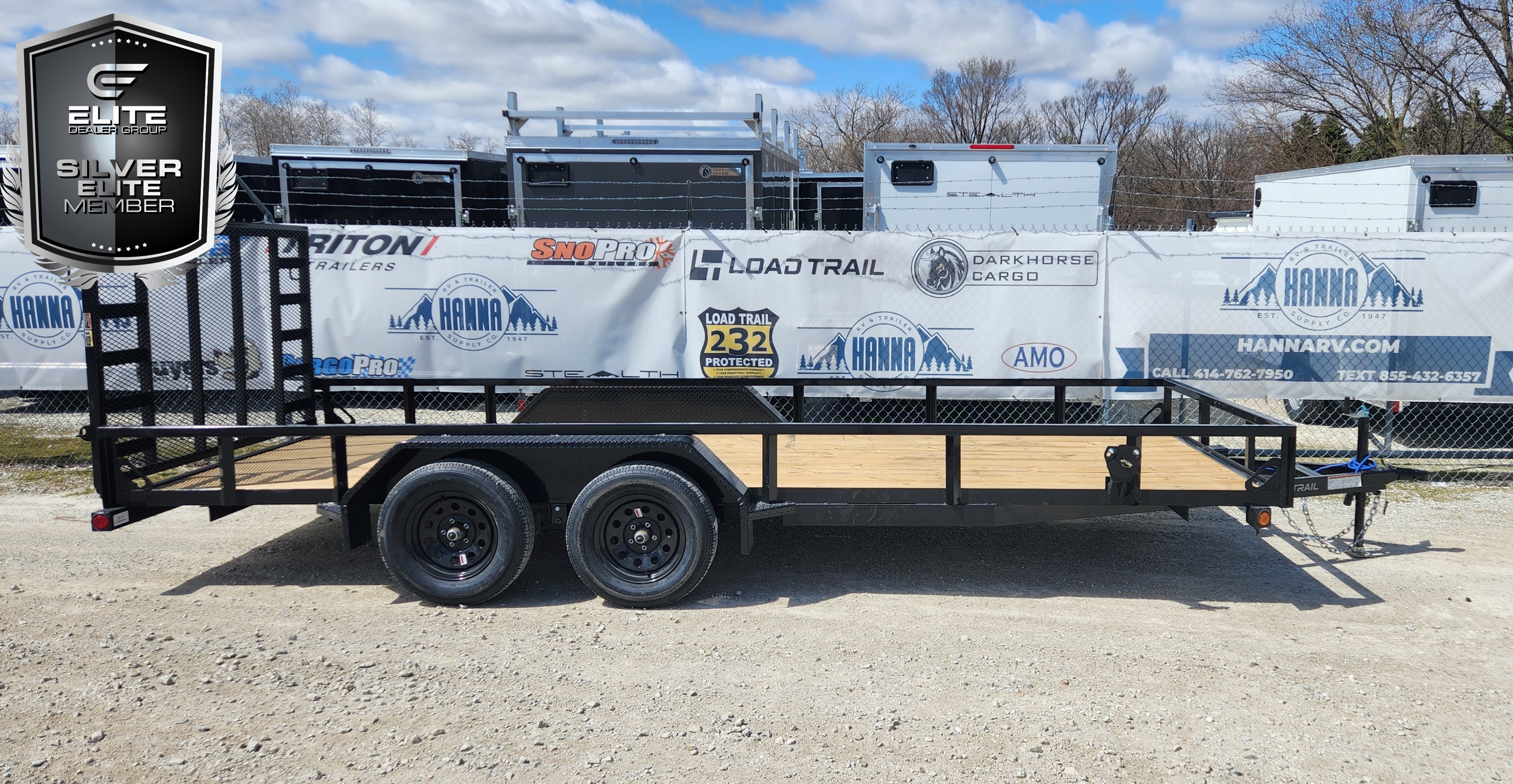 Load Trail 83 X 18 Steel Tandem Axle Utility Trailer with Spring Assist Ramp Gate and Side Rail Ramps